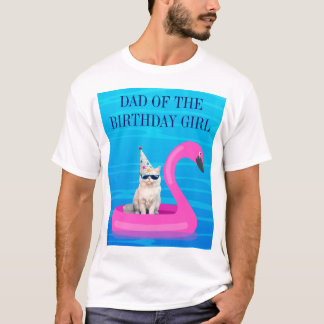 T-shirt Papa de la fille d'anniversaire Chat Flotteur