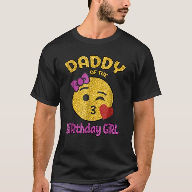 T-shirt Papa de la fille d'anniversaire Emoji Pink Kiss He (Devant)