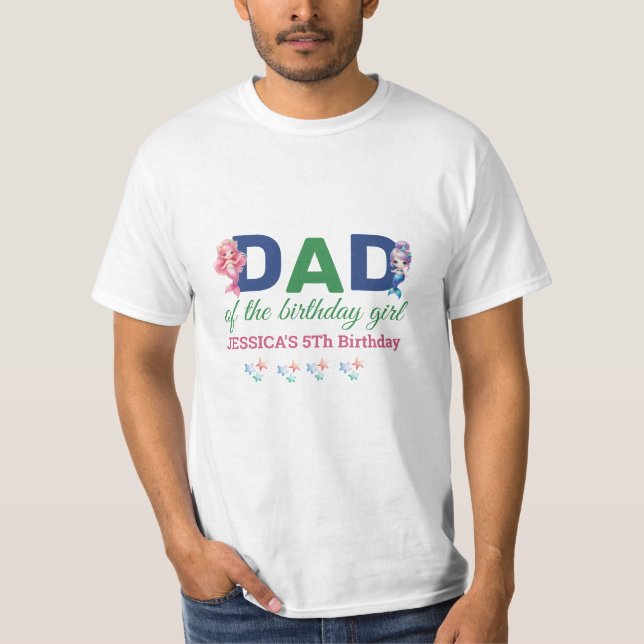 T-shirt Papa De La Fille Mermaid Du 5E Anniversaire (Devant)