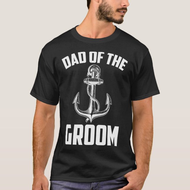 T-shirt Papa De La Groom Parti Nautique Favorise Par Maria (Devant)