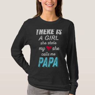T-shirt Papa De La Petite-Fille Elle M'A Volé Le Coeur Tee