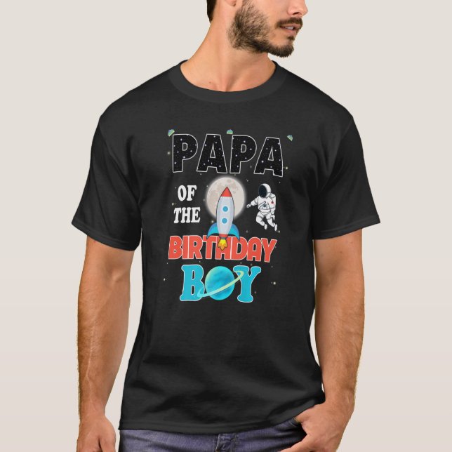 T-shirt Papa de l'Anniversaire Astronaut Boy Space Thème B (Devant)