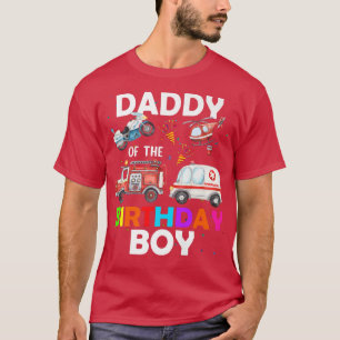 T-shirt Papa De L'Anniversaire Boy Fire Truck Ambulance Po