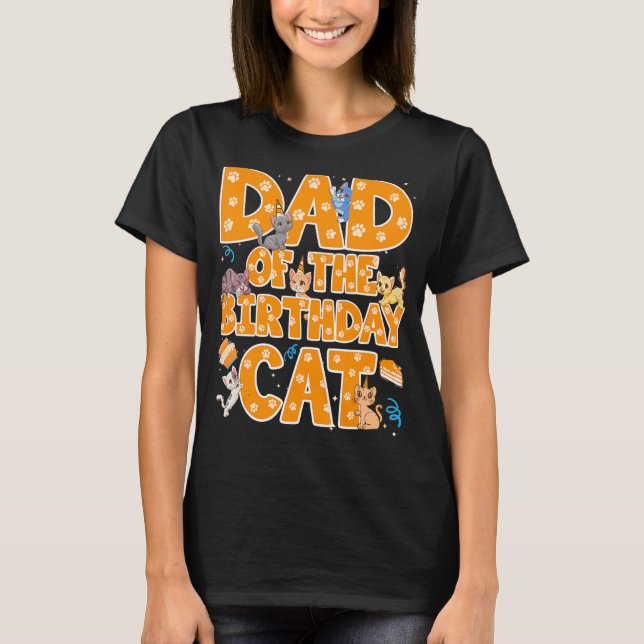 T-shirt Papa De L'Anniversaire Chat Père Kitten (Devant)