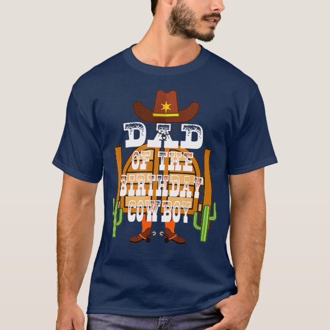 T-shirt Papa De L'Anniversaire Cowboy Enfants Anniversaire (Devant)