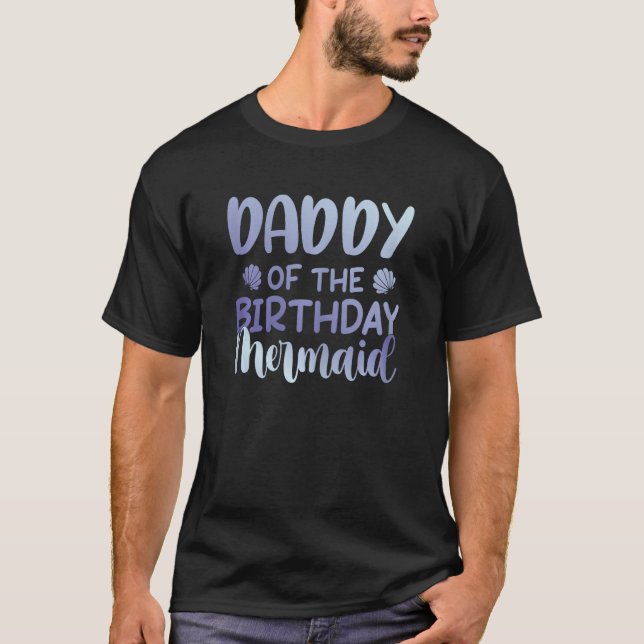 T-shirt Papa De L'Anniversaire Famille De Sirène Partie Co (Devant)