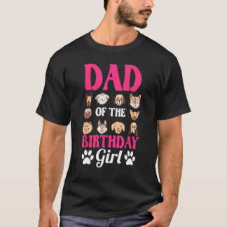 T-shirt Papa De L'Anniversaire Fille Chien Paw Anniversair