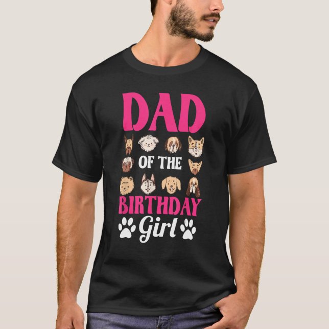 T-shirt Papa De L'Anniversaire Fille Chien Paw Anniversair (Devant)