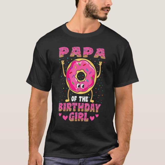 T-shirt Papa De L'Anniversaire Fille Donut Famille Fête (Devant)