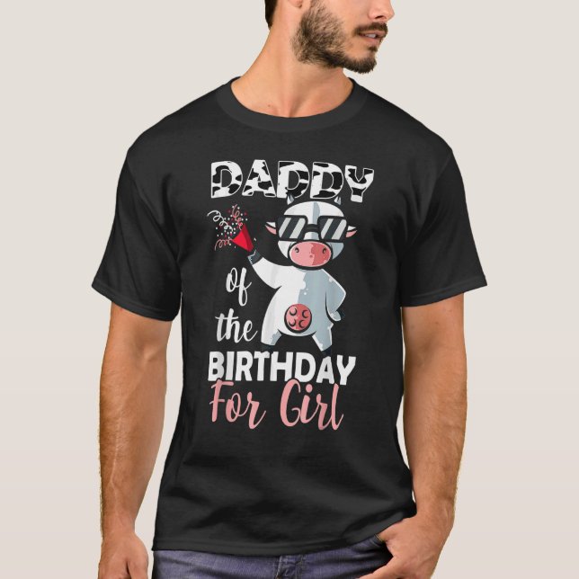 T-shirt Papa De L'Anniversaire Fille Famille Vache Premier (Devant)