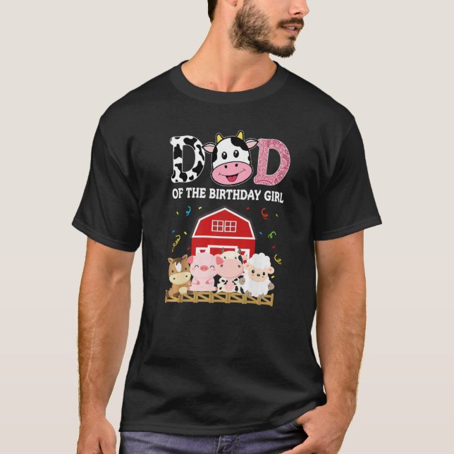 T-shirt Papa De L'Anniversaire Fille Ferme Vache Papa Papa (Devant)
