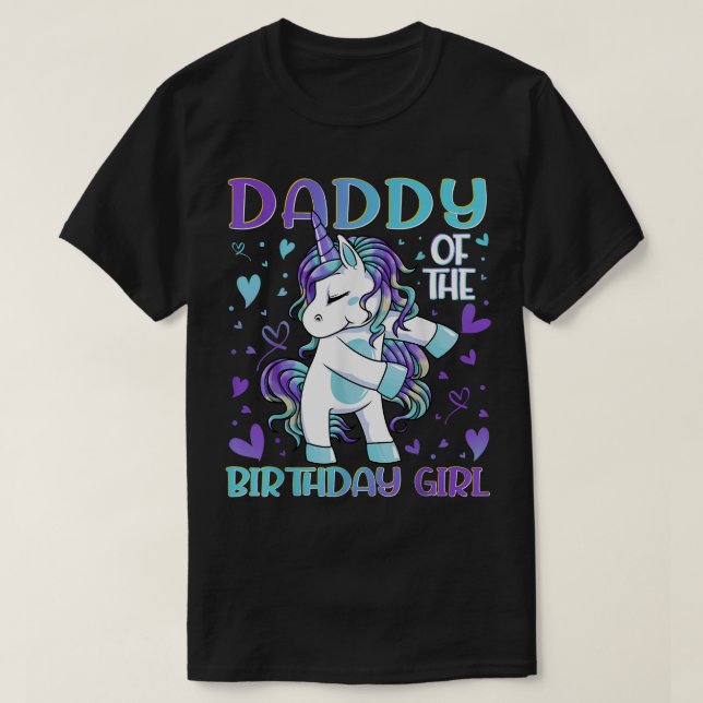 T-shirt Papa de l'anniversaire fille Flossing Unicorn Papa (Design devant)