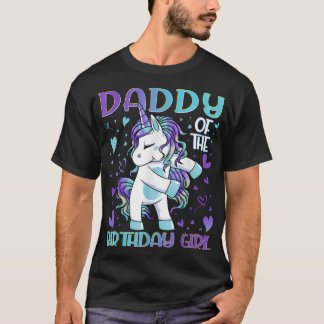 T-shirt Papa de l'anniversaire fille Flossing Unicorn Papa