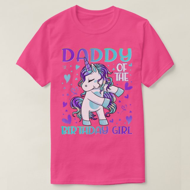 T-shirt Papa de l'anniversaire fille Flossing Unicorn Papa (Design devant)