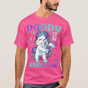T-shirt Papa de l'anniversaire fille Flossing Unicorn Papa