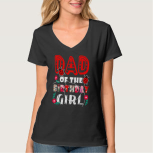 T-shirt Papa De L'Anniversaire Fille Mignonne Ladybug Fam