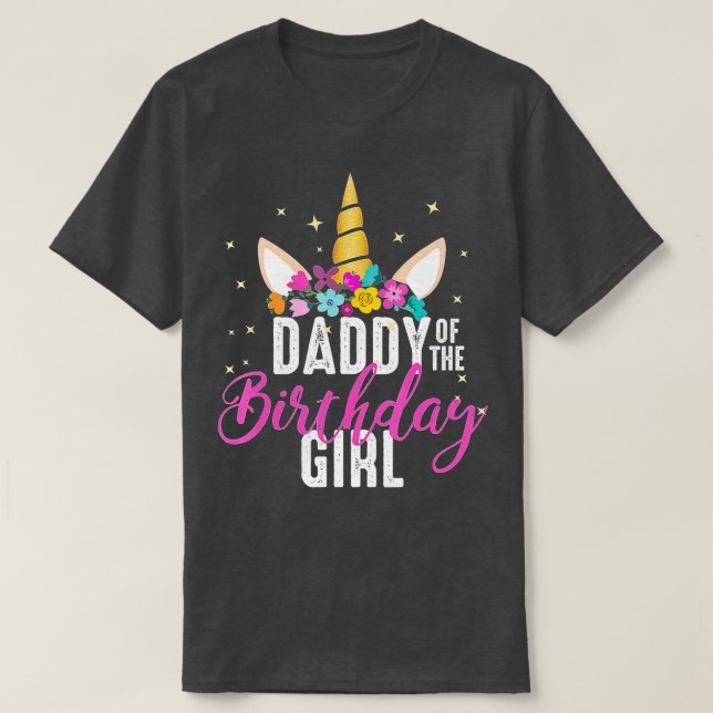 T-shirt Papa De L'Anniversaire Fille Père Cadeau Unicorn B (Design devant)