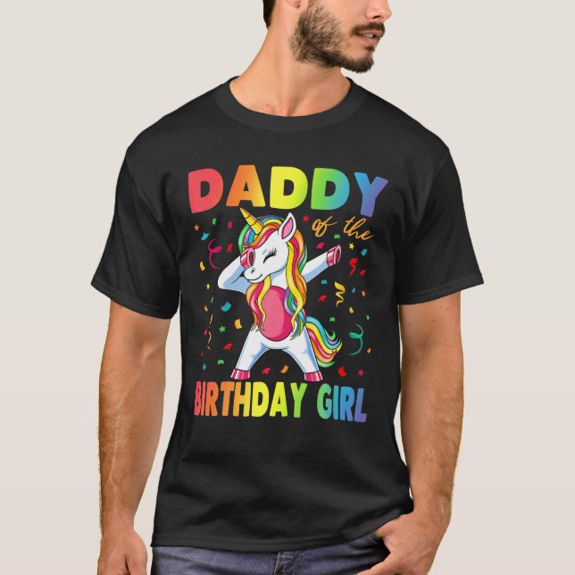 T-shirt Papa De L'Anniversaire Fille Père Cadeau Unicorn B (Devant)