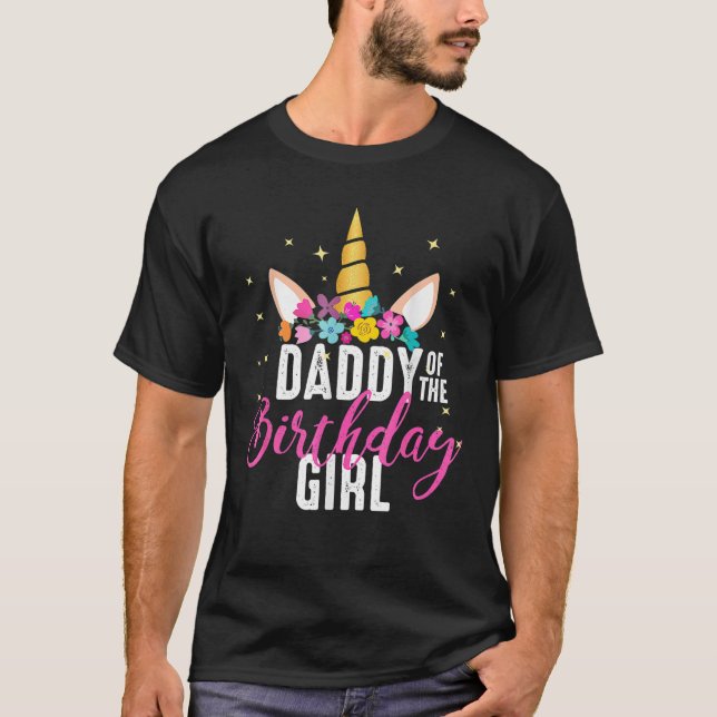 T-shirt Papa De L'Anniversaire Fille Père Cadeau Unicorn B (Devant)