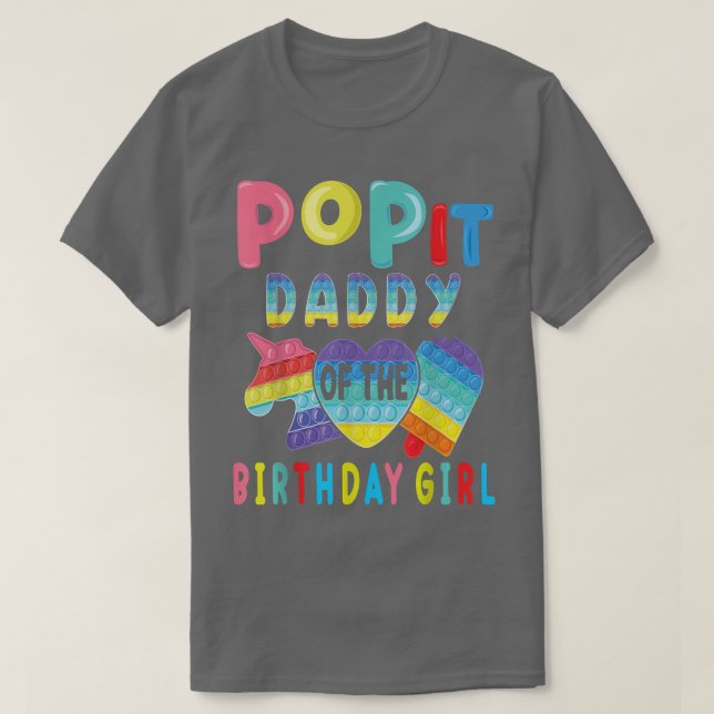 T-shirt papa de l'anniversaire fille Pop It Unicorn Annive (Design devant)