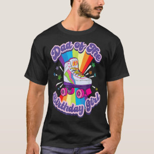 T-shirt Papa De L'Anniversaire Fille Retro Roller Patinage