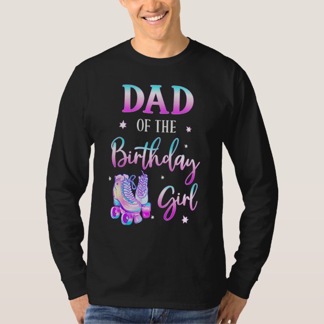 T-shirt Papa De L'Anniversaire Fille Rolling Patinage Fami (Devant)