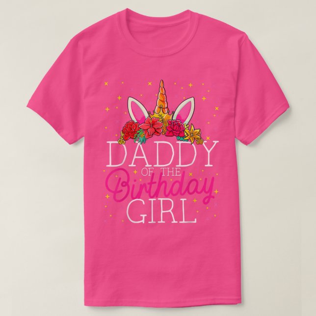 T-shirt Papa De L'Anniversaire Fille Unicorne Papa Famille (Design devant)