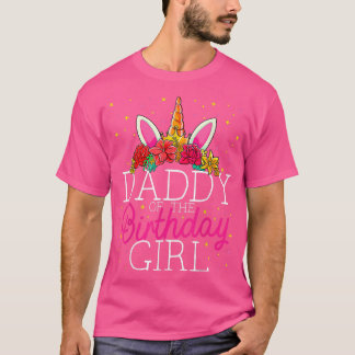 T-shirt Papa De L'Anniversaire Fille Unicorne Papa Famille