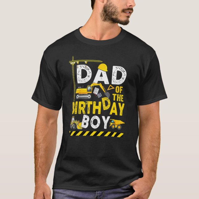 T-shirt Papa De L'Anniversaire Garçon Construction Famille (Devant)