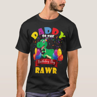 T-shirt Papa De L'Anniversaire Garçon Rawr Dinosaur