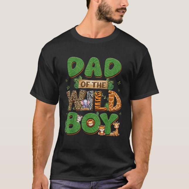 T-shirt Papa De L'Anniversaire Garçon Sauvage Une Famille  (Devant)