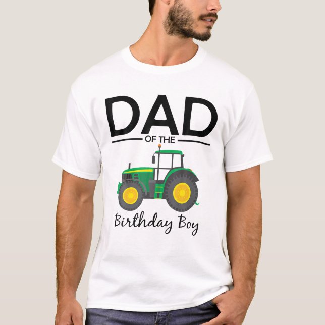T-shirt Papa De L'Anniversaire Garçon Tractor Ferme Famill (Devant)