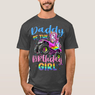 T-shirt Papa De L'Anniversaire Girl Racing Unicorn Monster