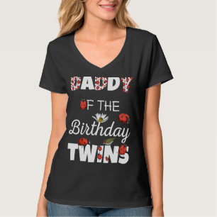 T-shirt Papa De L'Anniversaire Jumeaux Floral Famille Lady