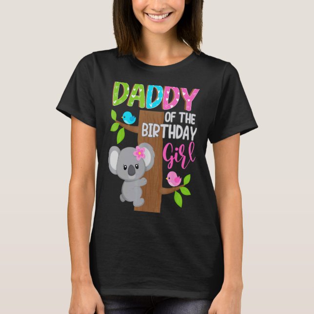 T-shirt Papa De L'Anniversaire Koala Girl Matching Famille (Devant)