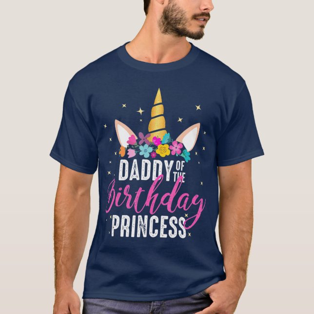 T-shirt Papa De L'Anniversaire Princesse Père Fille (Devant)