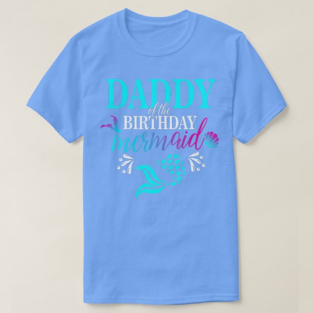 T-shirt Papa De L'Anniversaire Sirène Matching Famille (Design devant)