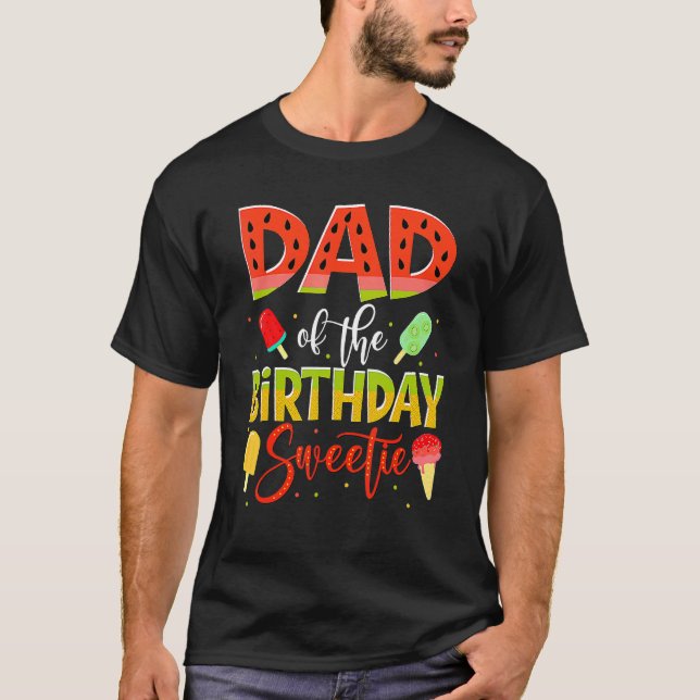 T-shirt Papa De L'Anniversaire Sweetie Girl Watermelon Pap (Devant)