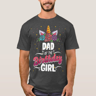 T-shirt Papa De L'Anniversaire Unicorn Fille Enthousiaste 