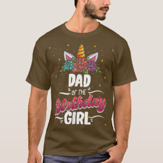 T-shirt Papa De L'Anniversaire Unicorn Fille Enthousiaste
