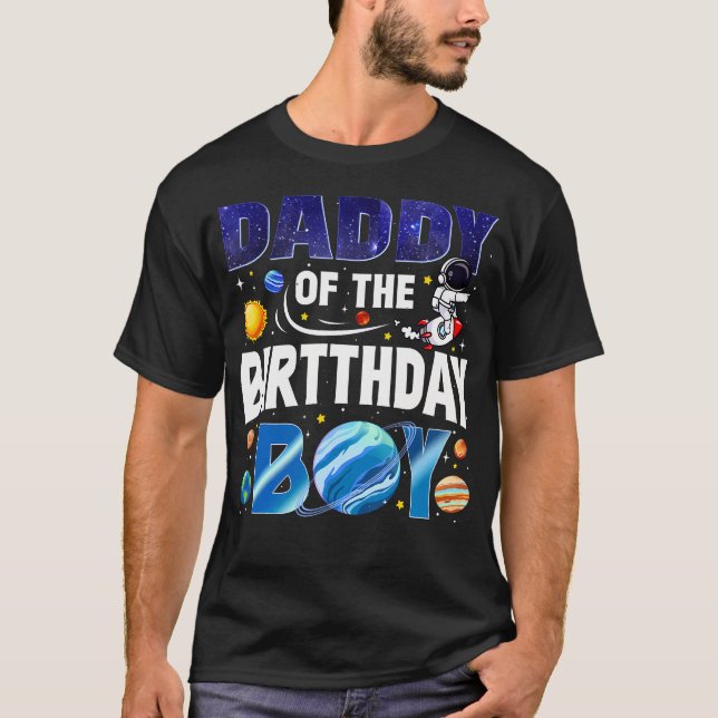 T-shirt Papa de l'astronaute garçon fêté Planètes spatiale (Devant)