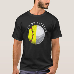 T-shirt Papa De Son Fille Enfants Golf Softball Player