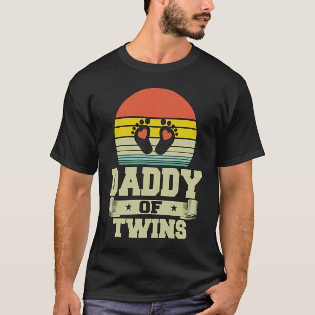 T-shirt Papa De Twins Nouvelle Maman Enceinte Avec Deux Bé (Devant)