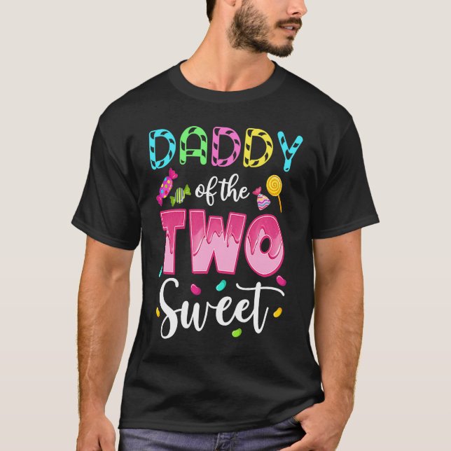 T-shirt Papa des deux douces filles douces 2e anniversaire (Devant)