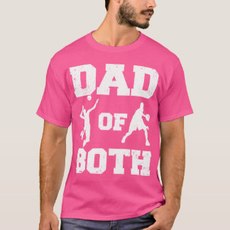 T-shirt Papa Des Deux Funny Volleyball Basketball Papa