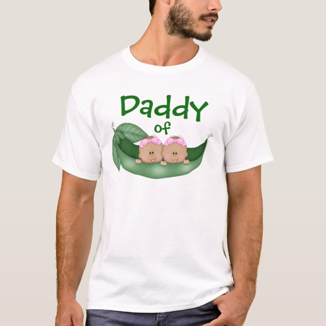 T-shirt Papa des Filles jumelles (peau foncée) (Devant)