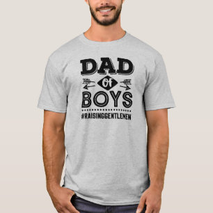 T-shirt Papa Des Garçons Élevant Des Gentleman
