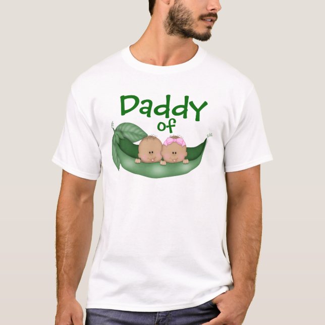 T-shirt Papa des jumeaux mixtes (peau foncée) (Devant)