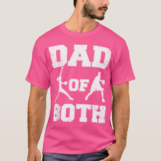 T-shirt Papa Des Mens Des Deux Drôle Softball Basketball P