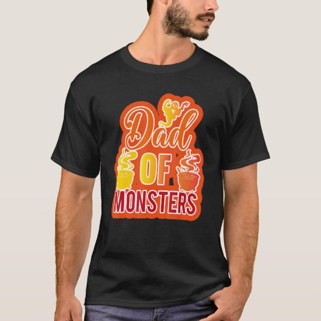 T-shirt Papa Des Monstres Halloween (Devant)